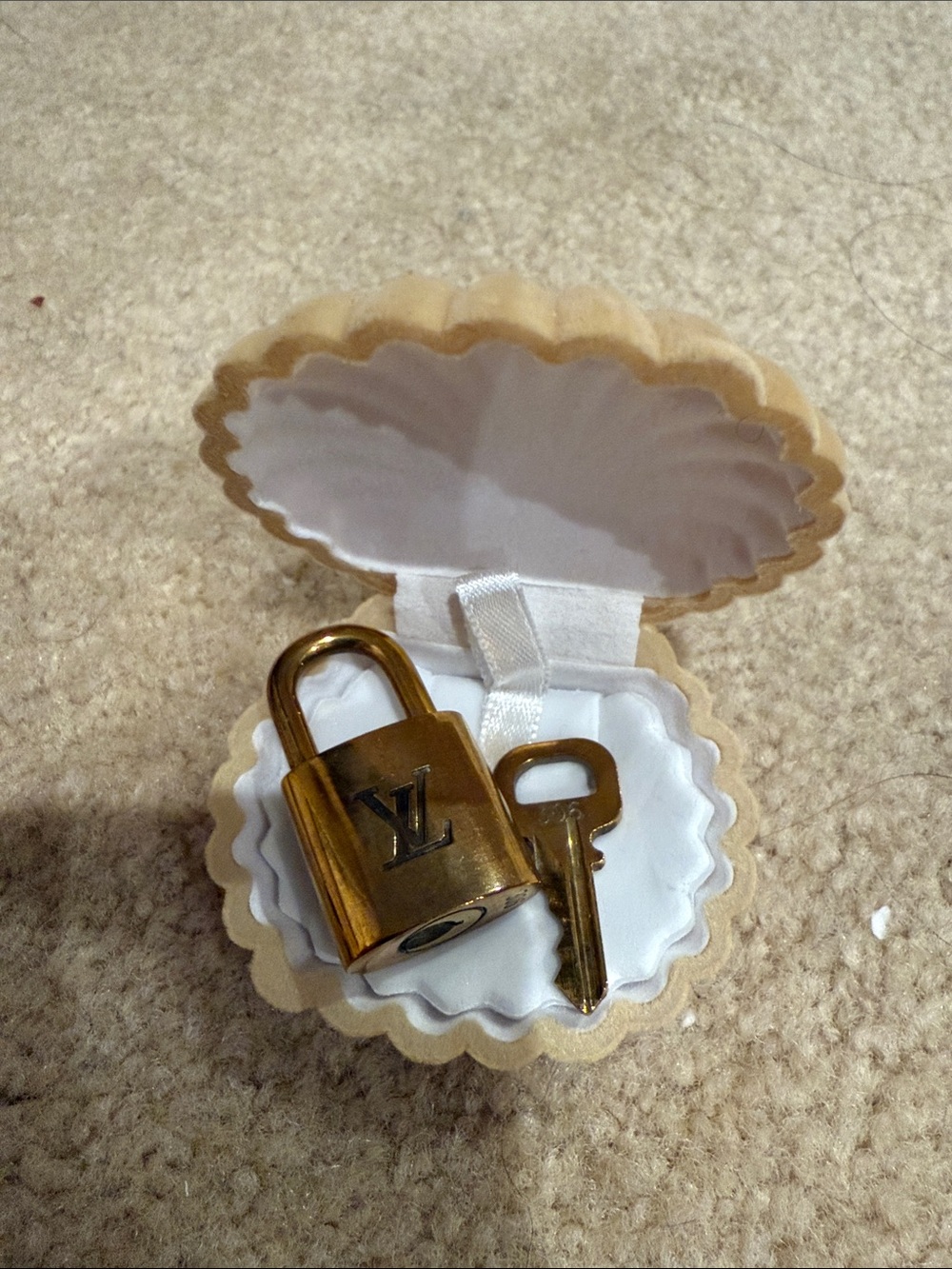 Louis Vuitton Gold Padlock and Key Set